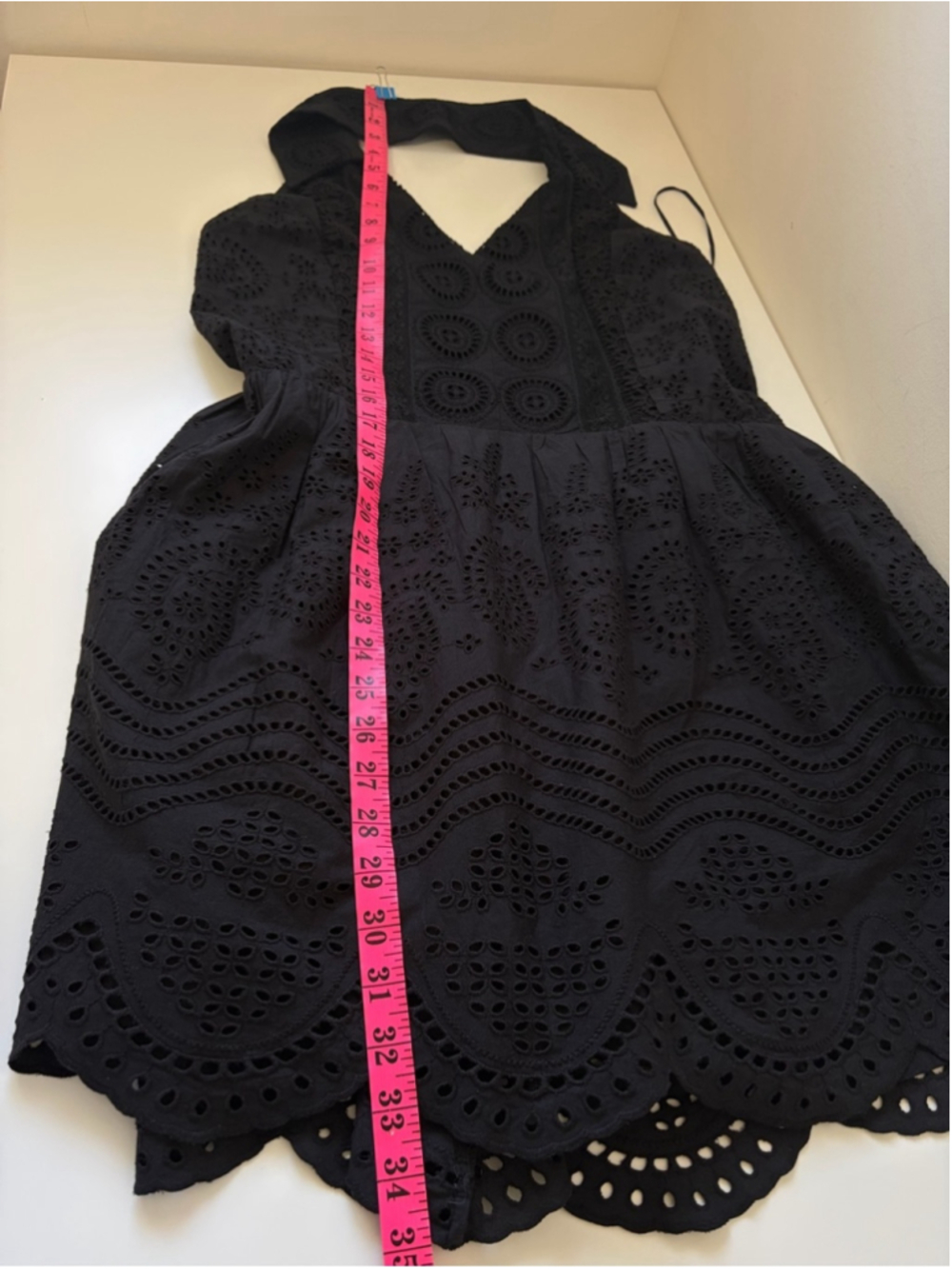 Caroline Constas Aya Black Eyelet Halter Mini Dress Size M - Picture 9 of 9